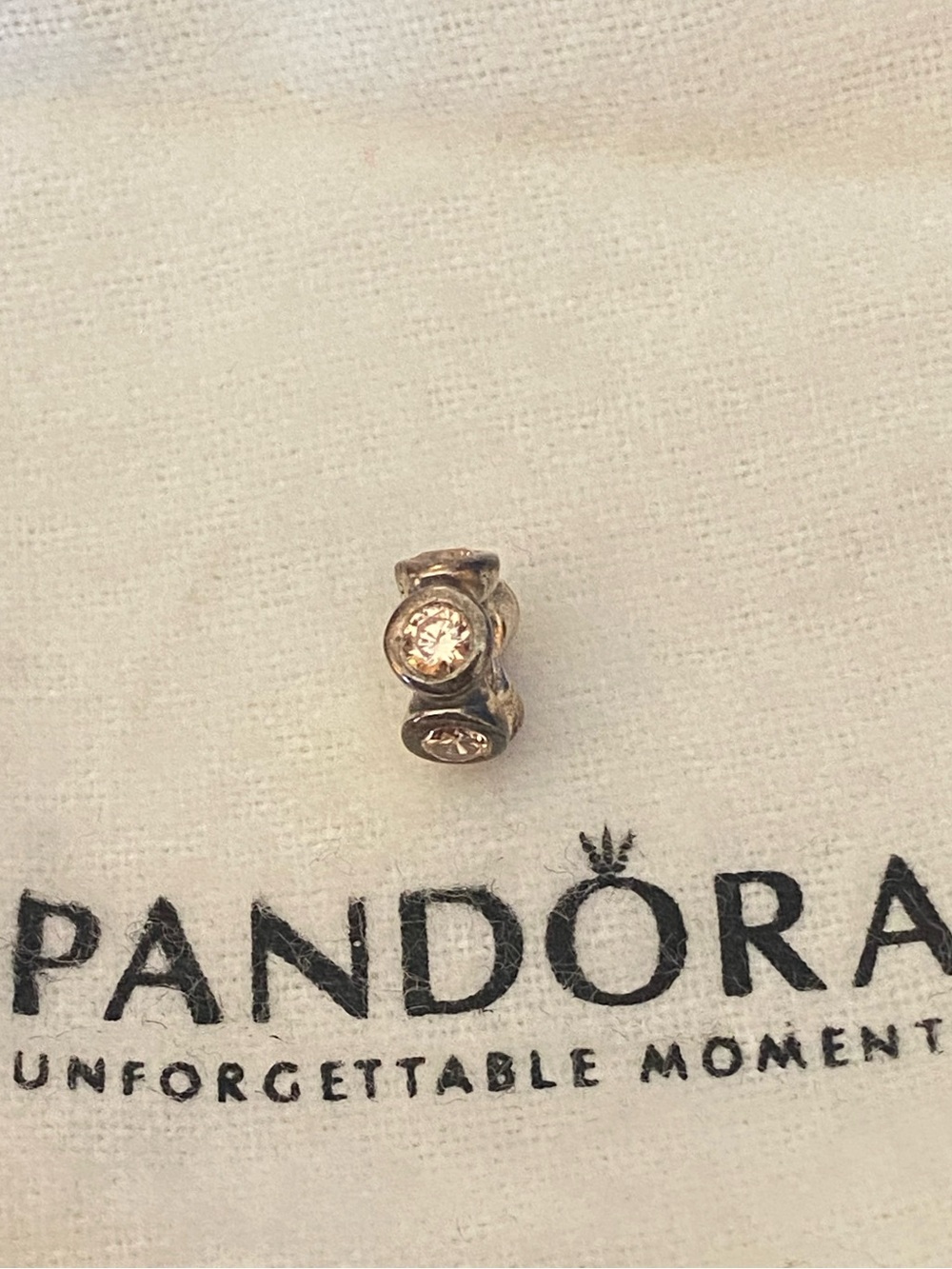 Pandora Silver Spacer Bead with Champagne Stones